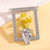 Flower Vase Necklace Brooch Retro Photo Frame And Vase Pendant Necklace Dried Flowers Holder Brooch Jewelry Gift for Women Mom Wife