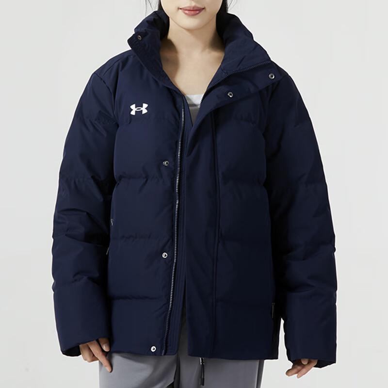 Under Armour Solid Color Casual Stand Collar Long Sleeve Down Jacket Unisex Outerwear Navy-Blue 23600802-409
