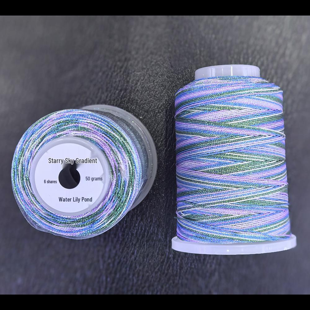 Starry Sky Gradient Yarn: 6-Strand Purple Illusion Tassel for DIY Bracelet & Handmade Weaving Accessories.