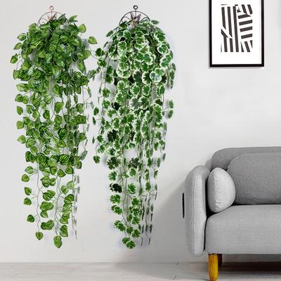 90 cm mākslīgi zaļa augu sienas piekarināmā efejas lapa Pothos begonia vīnogu vīnogulājs mājas dārza sienas ballītes kāzu dekors
