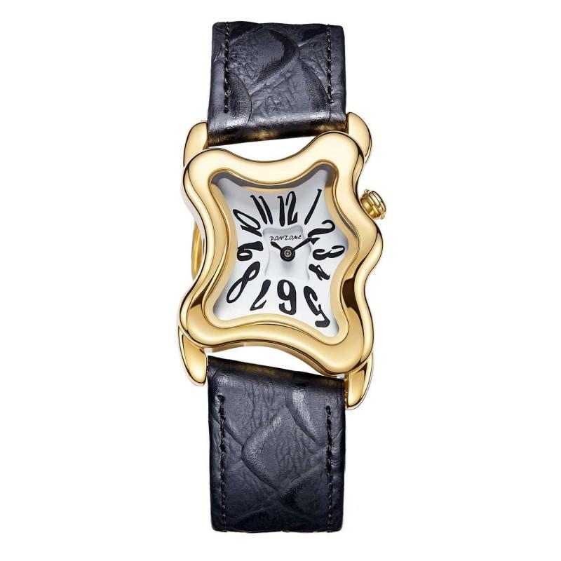 Irregular Y2K Couple Wrist Watches Unique Design Leather Strap Quartz 30M Water Resistant