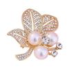 Stylish Floral Accent Brooch With Shining Pearls Sparkling Rhinestones Allergy Resistant Alloy For Parties