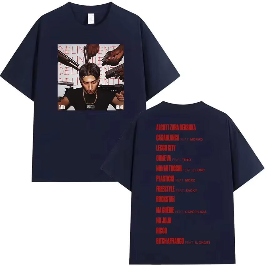 Rapper Baby Gang Album Graphic pure Cotton music Tshirt Men Retro 2026 New Summer Hip hop unisex Short sleeve shirt fan gifts
