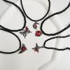 Gothic Style Heart And Butterfly Black Crystal Beaded Necklace Unique Neck Chain For Women Seeking Unique Fashion