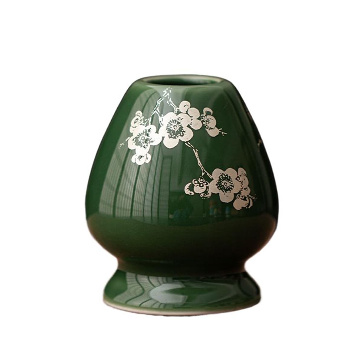 

Tea Ceremony Utensils: Straightened Ceramic Chasen and Chasen Stand for Matcha Tea Making (Green)