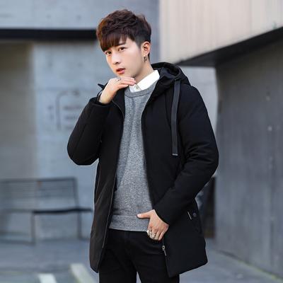 New Winter Men's Down Jacket Mid-length Versatile Casual Men's Down Jacket Men's Warm Hooded Jacket Trendy