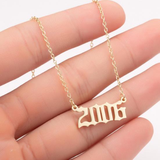 1980-2019 Doğum Yılı Numarası Charm Kolye Paslanmaz Çelik Zincir Kolye Takı