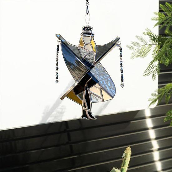 2/4Pcs Acrylic Dancing King Hanging Decoration Handmade Stained Glass Dancer Girl Ornament Spinner Sun Catcher Outdoor Garden Yard Window Decor