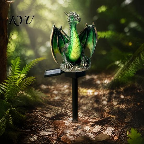 Landscape Decor for Villas Solar Dragon Garden Light, Waterproof Medieval Statue Lamp, Gothic Style Decoration Outdoor Fantasy Patio Lawn Yard Pathway