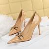 Fashion Luxury Design Women 10cm High Heels Metal Buckle Green Pumps Lady Plus Size Wedding Stiletto Heels Party Nude Replica Prom Shoes
