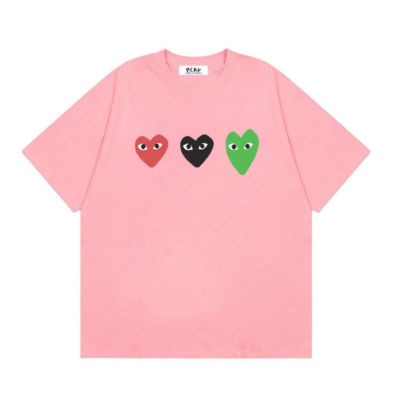 Japanese trendy brand heart-print short-sleeve T-shirt, unisex loose couple's summer casual daily versatile top