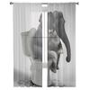 Toilet Funny Elephant Tulle Curtains Balcony Room Fashion Printed Sheer Curtain Living Room Window Modern Decor