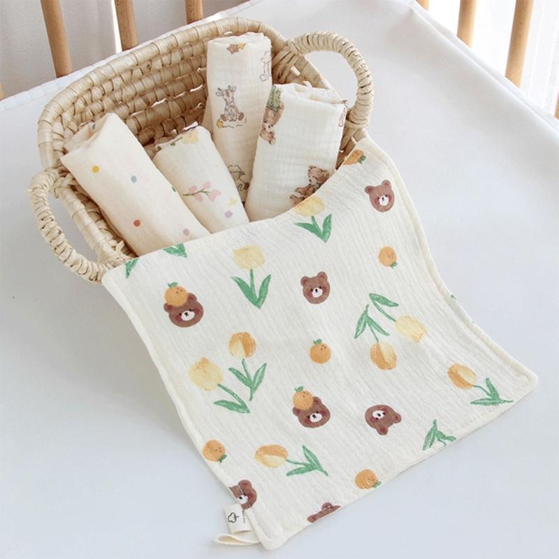 Cotton Washcloth Baby Muslin Face Towel for Delicate Skin 4-layer Absorbent Muslin Hand Washing Towel Newborn Burp Cloth