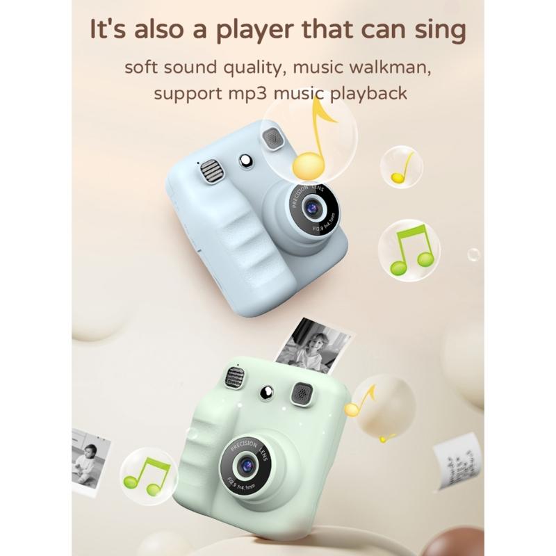 Kids Instantly Print Camera With 1Roll Thermals Paper For Creative Photography Featuring Clear Imaging Filter Effects