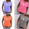 Stylish Women V-neck T-shirt Casual Loose Star Summer Shirts Solid Short Sleeve Perfect For Outdoor Activities