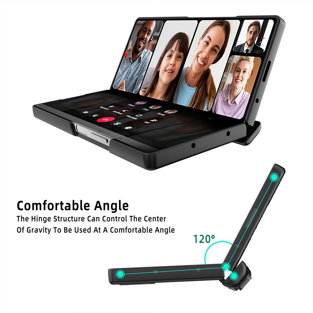 For Samsung Galaxy Z Fold6 5G Case Hinge Kickstand PC Phone Cover with Tempered Glass Film