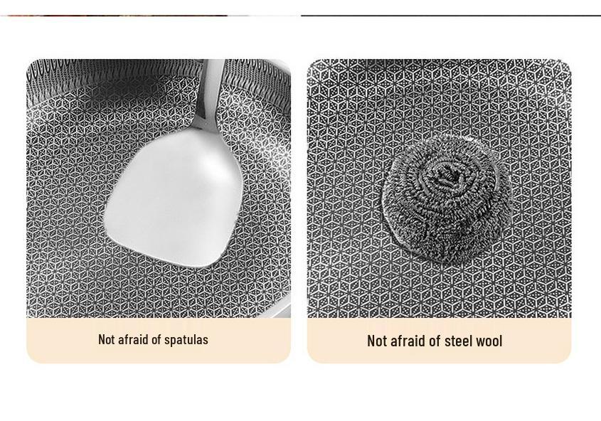 Extra Thick Non-stick Stainless Steel Honeycomb Wok - Flat-bottomed Frying Pan for Cooking