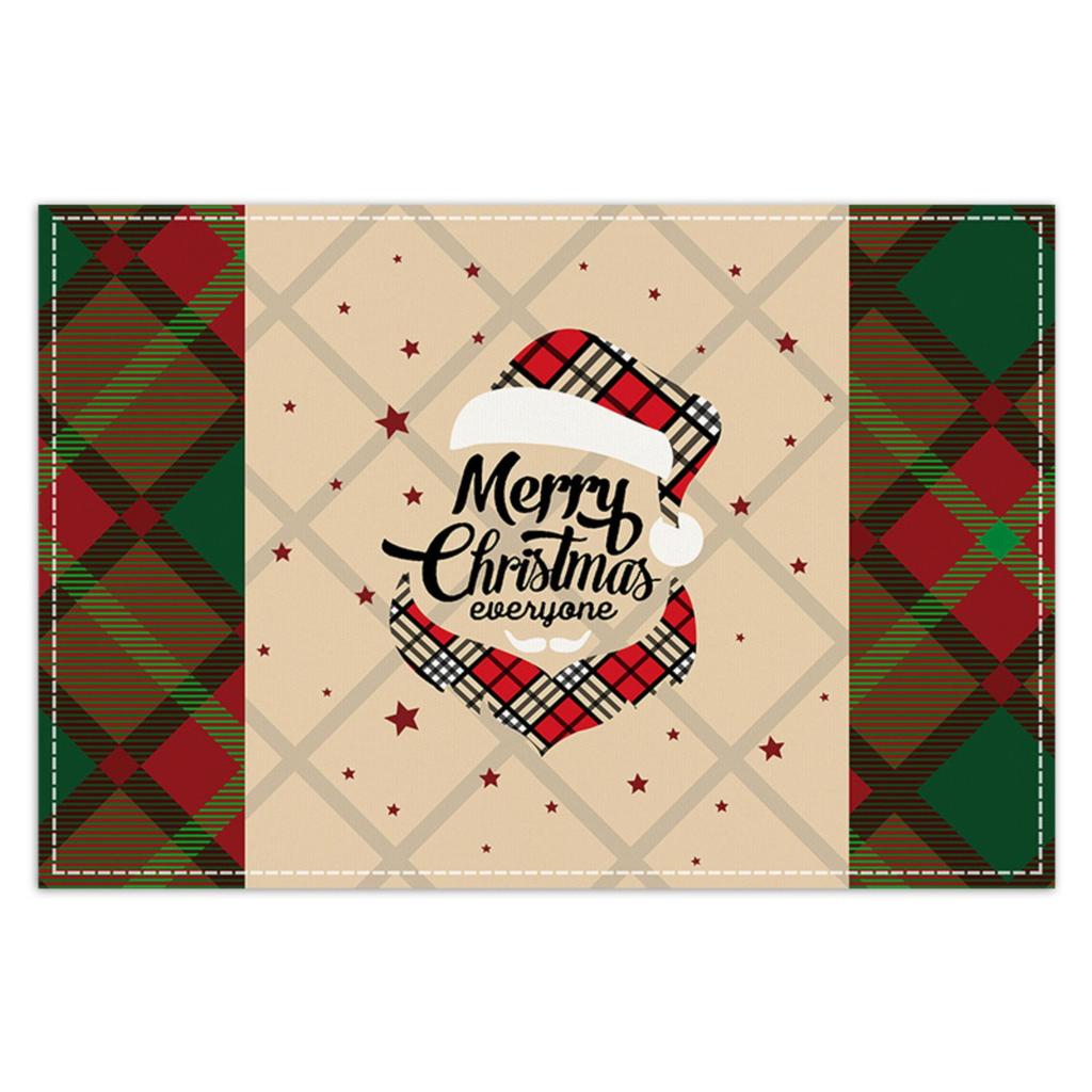 Christmas Meal Mat, Linen Snowman Checkered Printed Table Mat, Holiday Party Restaurant Decoration Insulation Mat