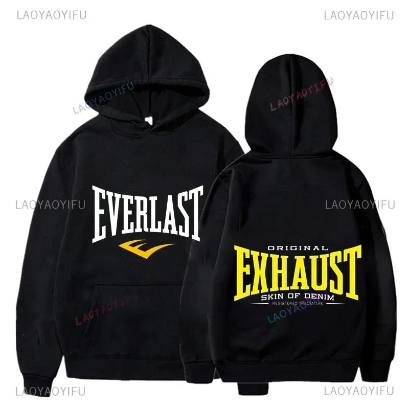 Funny Leisure Everlast Logo Font Graphic Hombre Sweatshirt Pullover Male black Hoodies Hot Product Classic Harajuku Streetwear