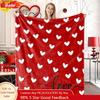 Valentine's Day Fuzzy Blanket Love Heart ThrowBlanket Red Cozy Flannel Blanket for Home Custom Blankets