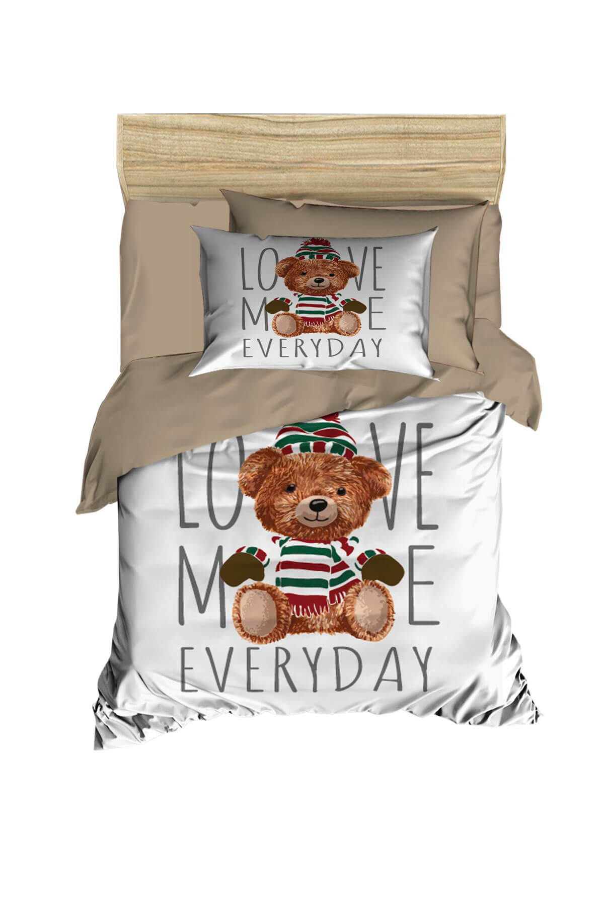 

Dijital Baskılı 3d Pamuklu Yenidoğan Bebek Nevresim Takımı Love Me Everyday