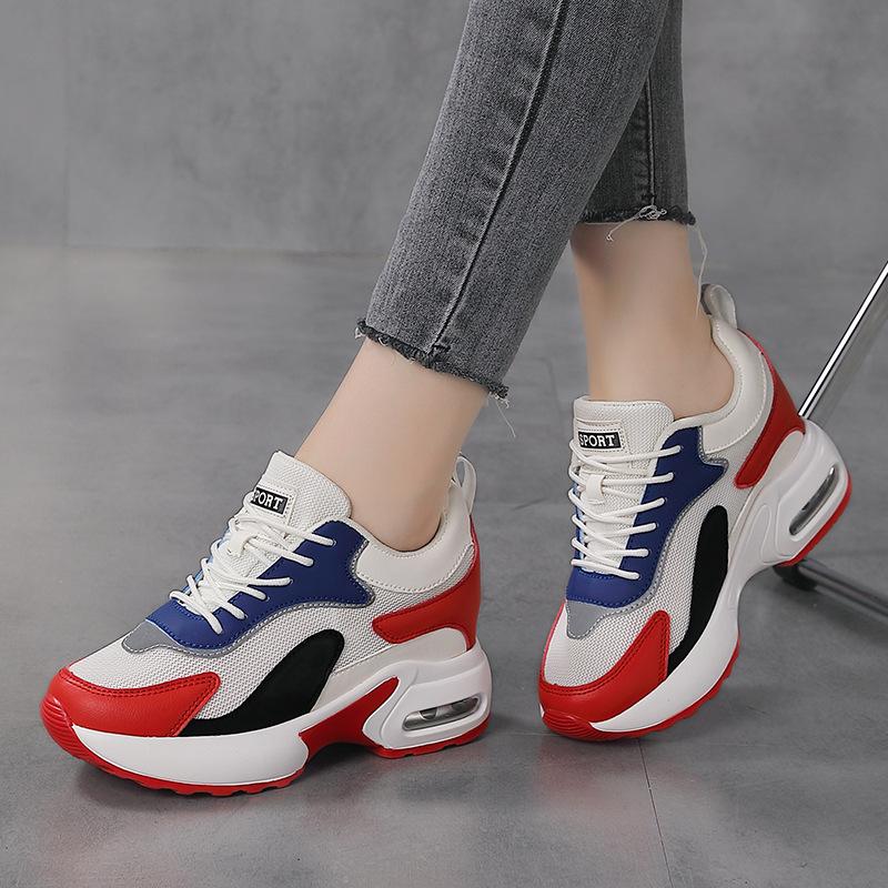 Neue Damen Herbst atmungsaktive vielseitige Plateauschuhe Innenhöhenerhöhung Sport- und Freizeitschuhe echtes Luftkissen einteilig