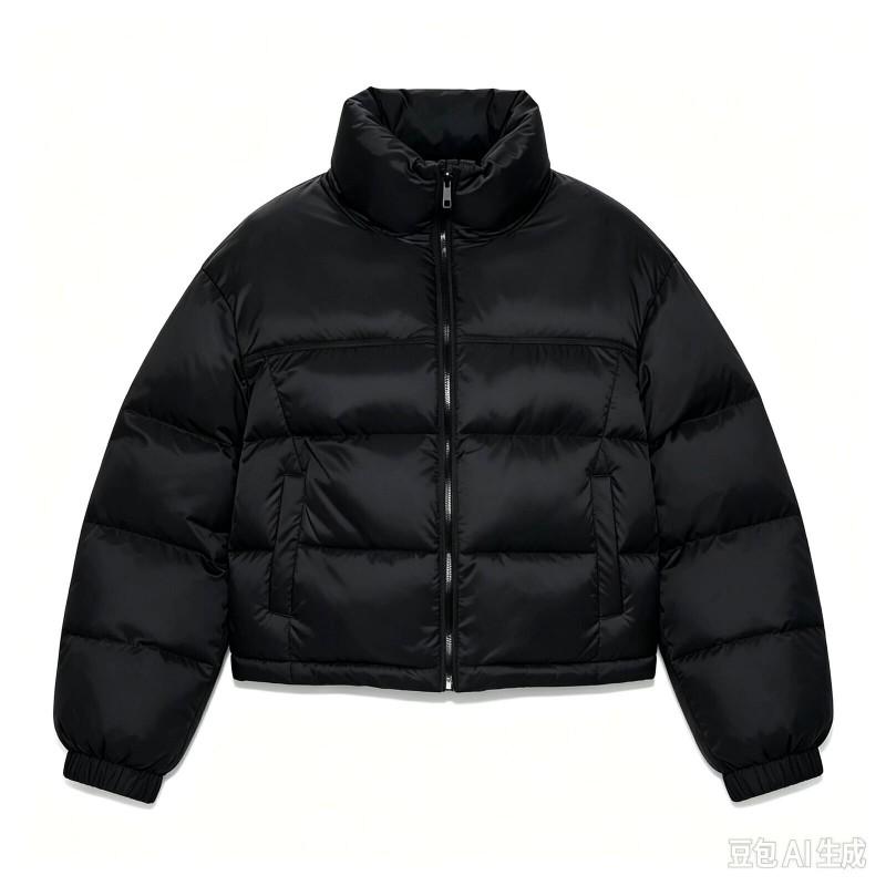 Womens Winter Short Stand Collar Polka Dot Puffer Coat Thick Warm Cotton Jacket 3046222