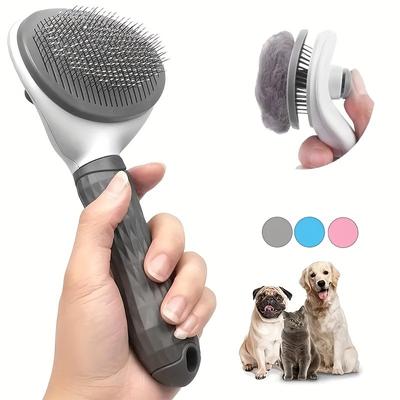 Escova para remoção de pelos de animais de estimação Pente para pelos de cachorro Aço inoxidável Desbotamento automático de pelos