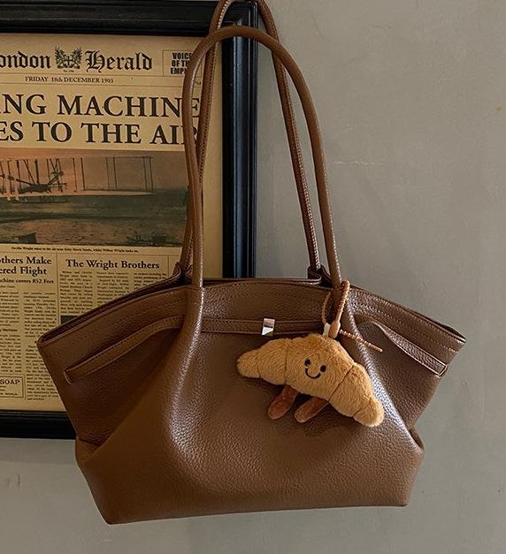 Vintage PU Leather Women's Tote Shoulder Bags Belt Design Ladies Daily Handbags Luxury Large Capacity Female Underarm Bag
