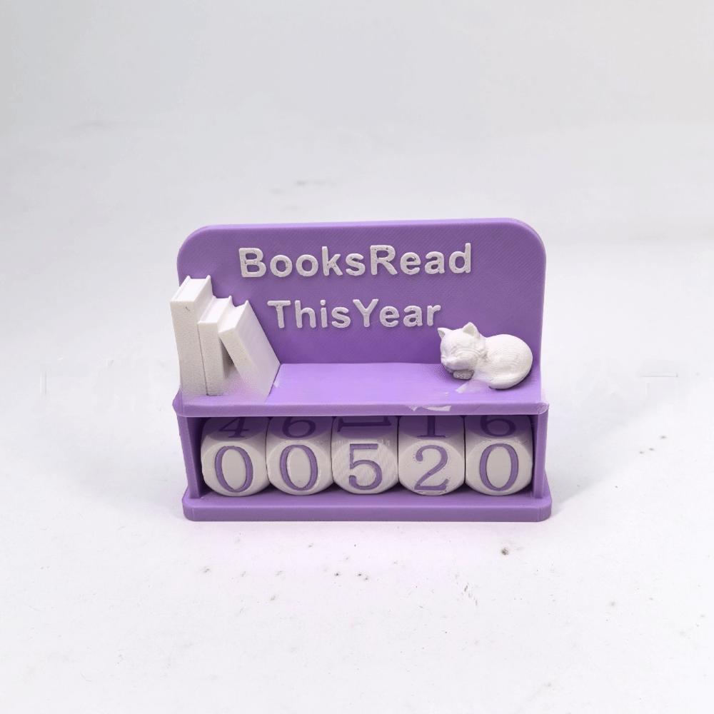 3D Printed 3D Book Read Counter Books Read This Year Sign Manual Counter Reading Counter Book Lover Sign Book Counting Model
