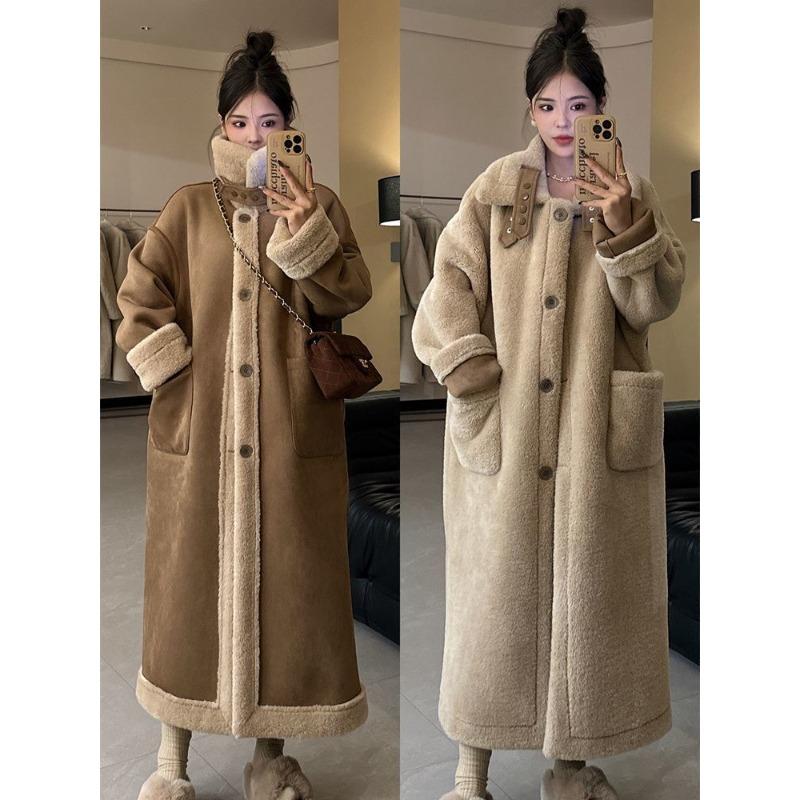 Double-sided Suede Lamb Wool Coat Women's Winter Thickened Fur Integrated Medium and Long Imitation Fur Coat Fashion