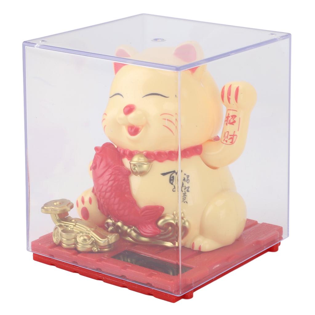Solar Waving Cat Innovative Cute Solar   Cat Solar Powered Fortune Cat with Transparent Cover for Car Dashboard Cashier Desk Store