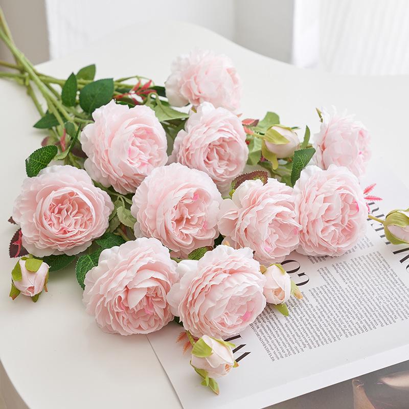 Peony Silk Rose Bouquet: Artificial & Dried Flowers for Indoor Decoration Centerpiece