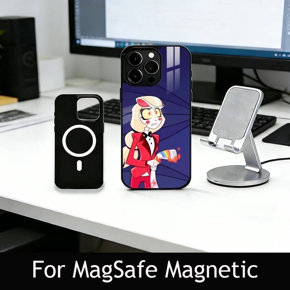 H-Hazbin C-Charlie Phone Case For iPhone17,16,15,14,13,12,11 Plus,Pro Magnetic with Magsafe Wireless Charging