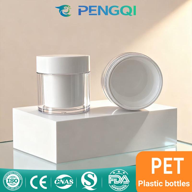 

Clear Press Cream Bottle with Wood Grain Lid for Easy Dispensing