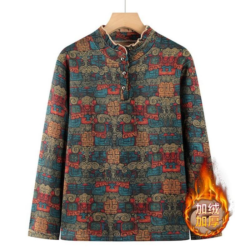 

Autumn and winter bottoming shirt, fleece and thickened inside, loose large-size thermal top for ladies 5XL [recommended 150-80kg] зелёный