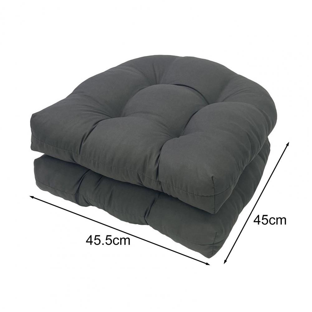 2 Pcs 45cm Chair Cushions Waterproof U-Shaped Overstuffed Seat Cushions Cotton Filling Patio Pillow For Outdoor Rattan Chair