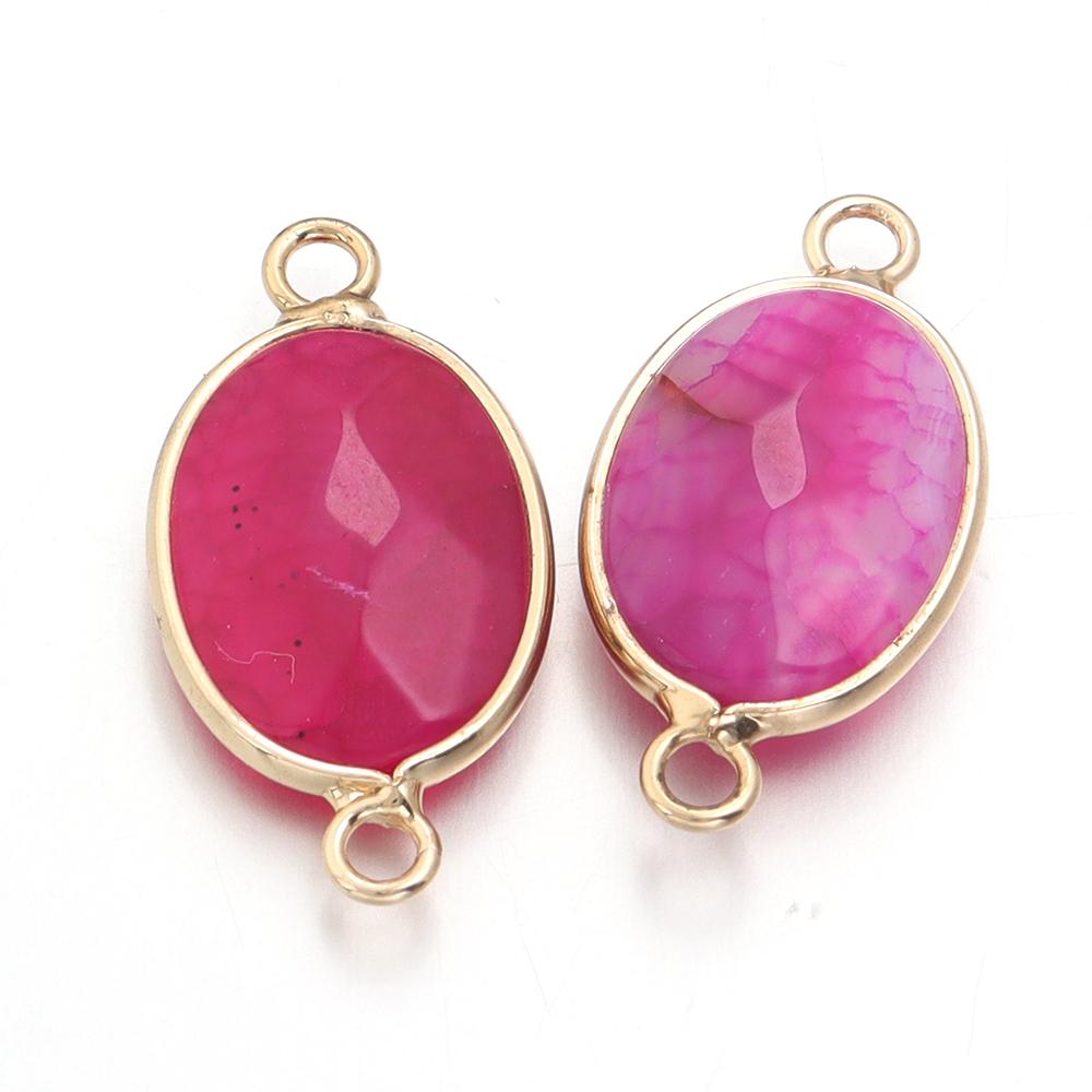 2 Pcs Natural Stone Charms Gold Edge Oval Shape Pendant for Jewelry Making Accessories DIY Necklace Bracelet Earring Supplies