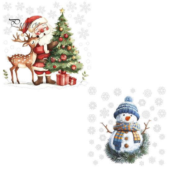 Self Adhesive Wall Stickers for Entryway Christmas Santa Claus/Snowman Static Glass Stickers, Removable Windows Clings, PVC Waterproof Durable Window