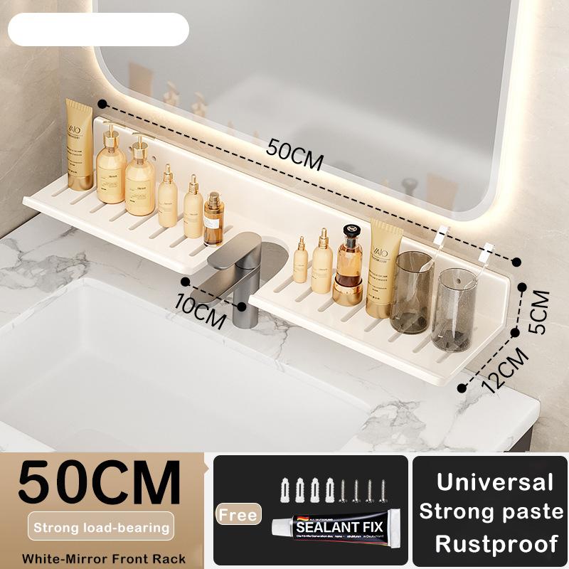 Around Faucet Holder Shower Shampoo Soap Cosmetic Holder Bathroom Storage Rack Organizer Over the Basin Shelf Mirror Front Rack