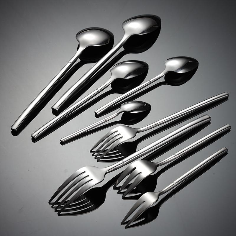 304 stainless steel knife, fork, spoon, western tableware, multi-specification knight mirror polished square handle, company gifts