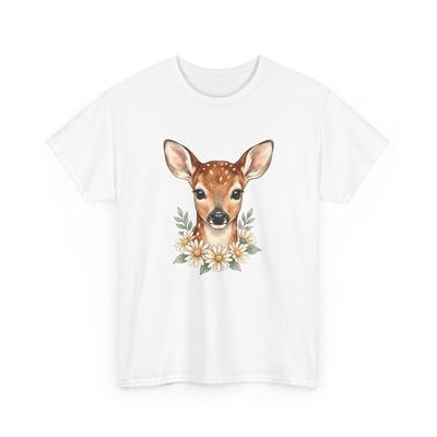 Baby Deer Shirt Easter Floral Gift Women Watercolor Tee Fawn T-Shirt Spring Fan