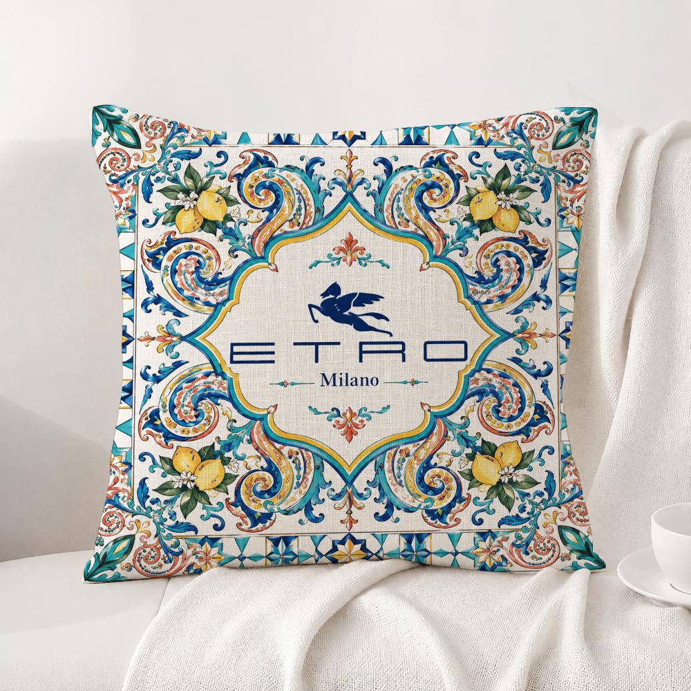 Brand Etro Cushion Cover Natural Linen Pillowcase Set AllinOne Decor Cushion Cover for Sofa Bedroom Chair