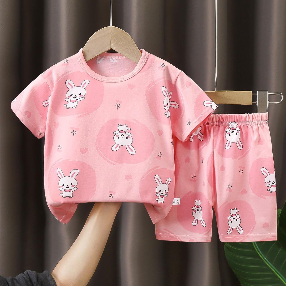 

Children s Short Sleeved Set Summer A-class Pure Cotton Boys Clothing Girls T-shirt Baby Summer Clothing Children s Clothing 90cm