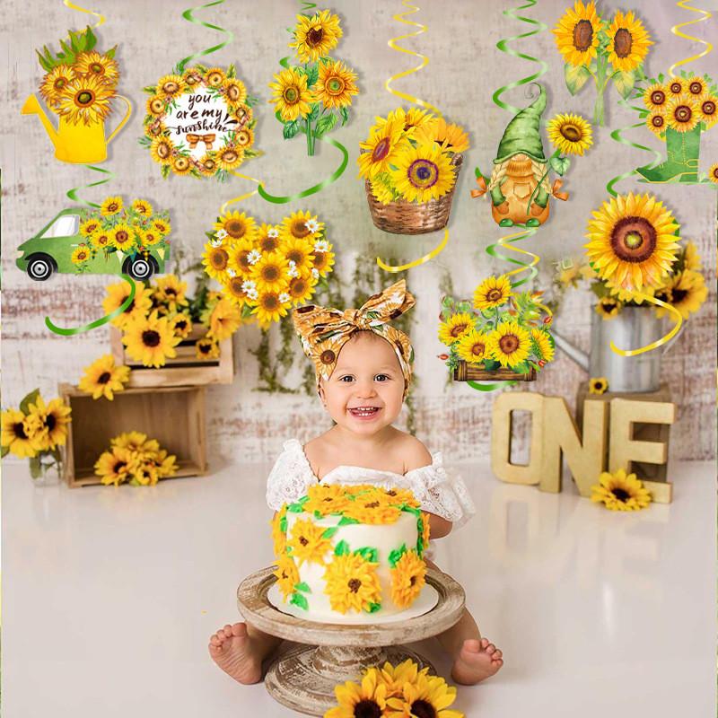 Themed Sunflower Creative Paper Flower Spiral Pendant Party Decoration Props