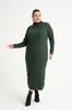 Damen Big Size Kleid Grün Halb Rollkragen Strickkleid Plus Size