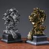 American Retro Animal Copper-Lion Head Resin Craft Ornament, Soft Furnishing Decoration For Entryway, Office And Wine Cabinet