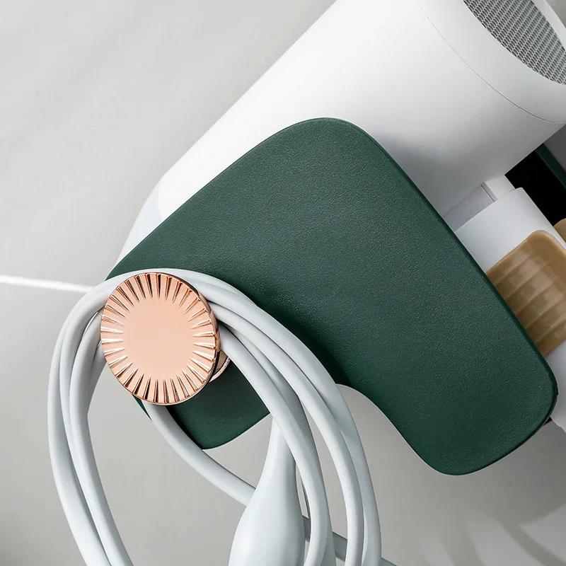 Hårtork Plattång Hållare Väggmonterad hylla med starkt baklim för badrum utan borrtrådshängare starkt lim