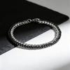 New Black Silver Color Men's Chain Bracelets,Stainless Steel Wheat Chain Wristband,Hip Hop Vintage Jewelry Gift for Him