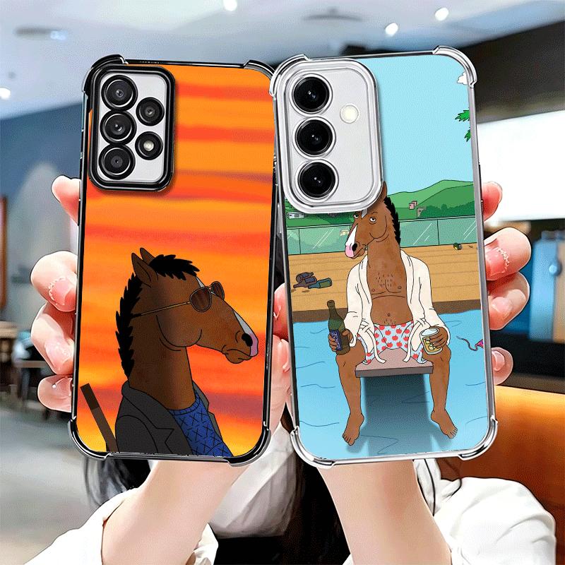 B-BoJack H-Horseman Funny Plating Phone Case For Samsung A17 A07 A37 A57 A16 A56 A15 A55 A14 A54 A13 A53 A26 A36 A25 A35 A24 A34